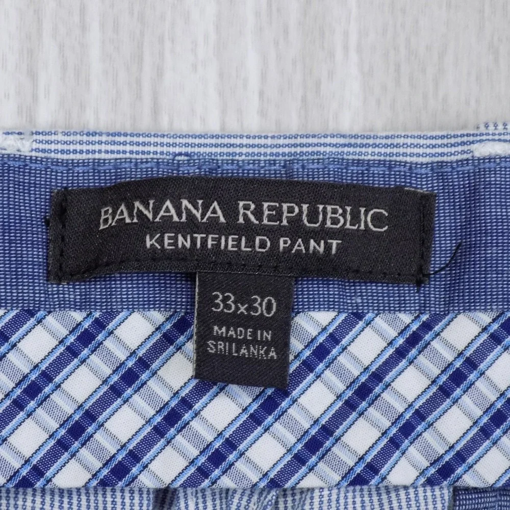 Banana Republic Kentfield Pant Mens 33x30 Blue Pinstripe Summer Preppy Casual